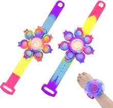 

Spinning Popper Bubble Bracelet Fidget Spinners Light up Party Wristband LED Sensory Tools for Kids Adults Gift 1Pack Colorful