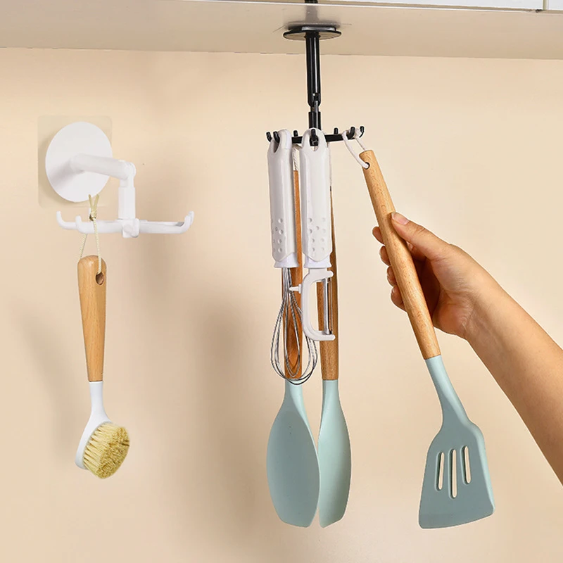 Upgraded Rotating 7 Claw Hook With Multi-functional Punch Free Stick Hook Kitchen Storage 360 Degree Traceless Hook For Home Use 3