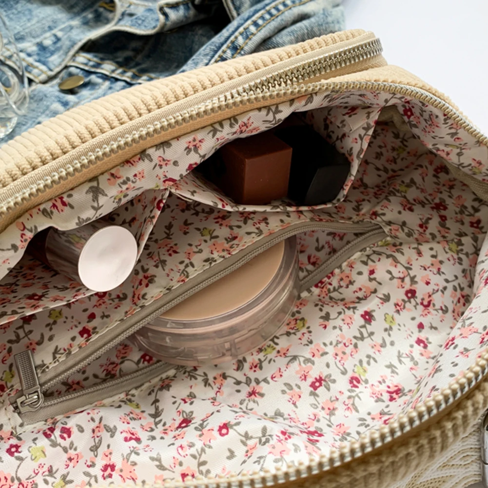 Corduroy Chest Bag Stylish Crossbody Bag Wide Guitar Strap Vintage Shoulder Bag Multi-pockets Casual Waist Bag Casual Sports Bag