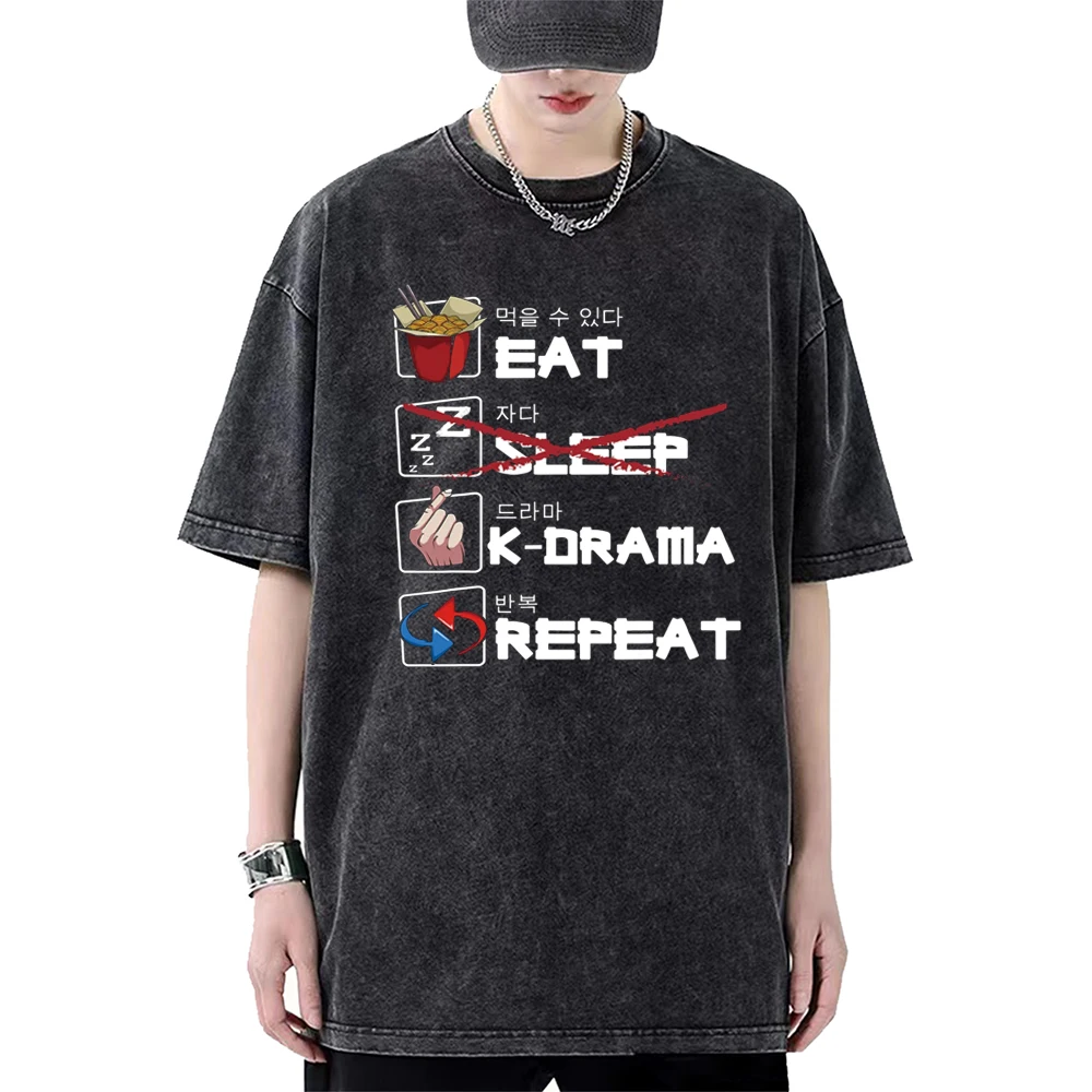 

Anime Men Women Hip Hop Vintage Washed T-Shirts 90S Harajuku Tops Clothes
