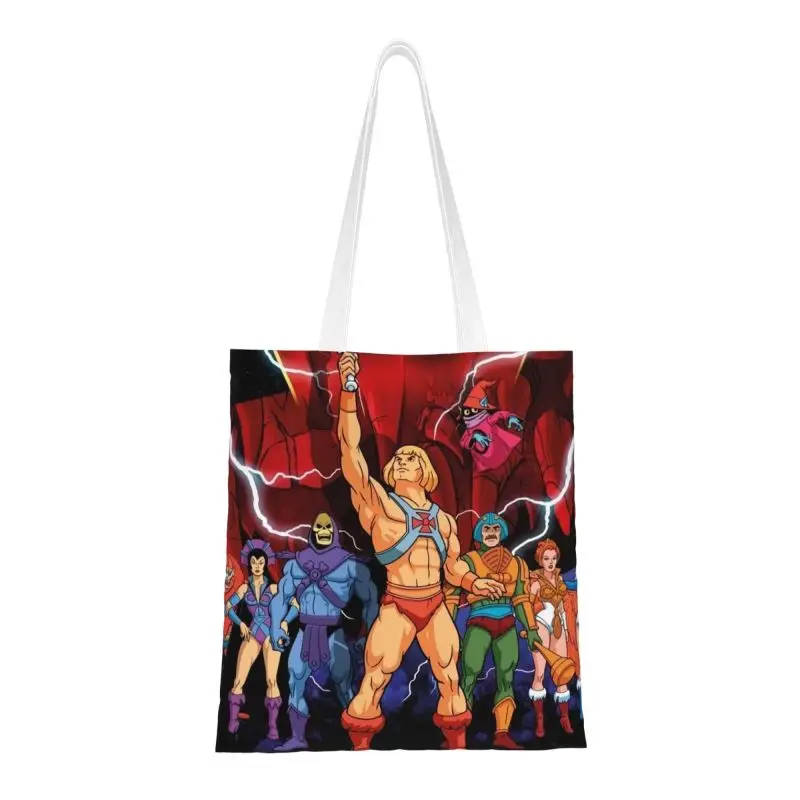 Fashion Print He-Man Eternia Shopping Tote Bags Washable Canvas Shopper Shoulder Masters Of The Universe Handbag