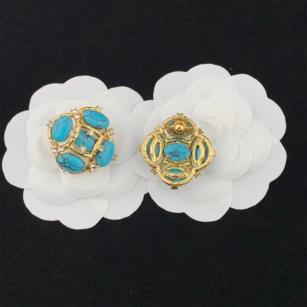 Fashion Trendy Personality  with Natural Stone rhinestone earrings for women's Girl party gift  Jewelry wholesale