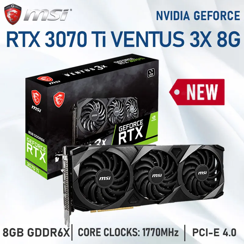 MSI Raphic Cards GeForce RTX 3070 Ti VENTUS 3X 8G GDDR6X Graphics Cards  256-bit DP PCI-E4.0 GPU GAMING RTX 3070TI Video Card New