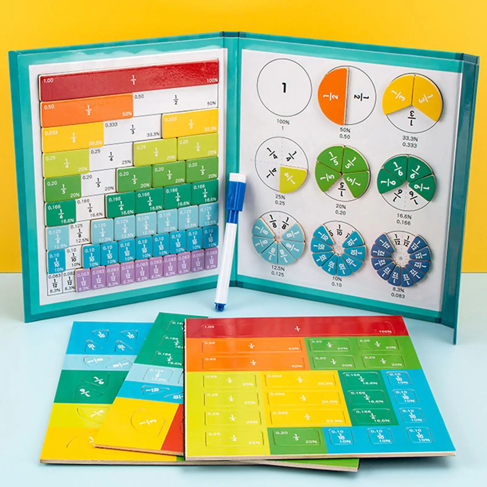 Kids  Multicolor Fraction Learning Math Educational Toys Arithmetic Rainbow Intelligence Developing Supplies for Boys and Girls 5