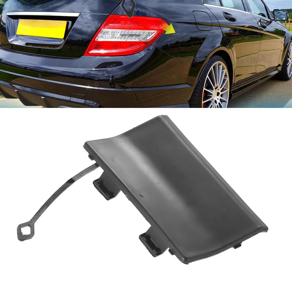 Rear Bumper Tow Hook Cover For Mercedes Benz W204 2008-2011 - Black Plastic Replacement Cap