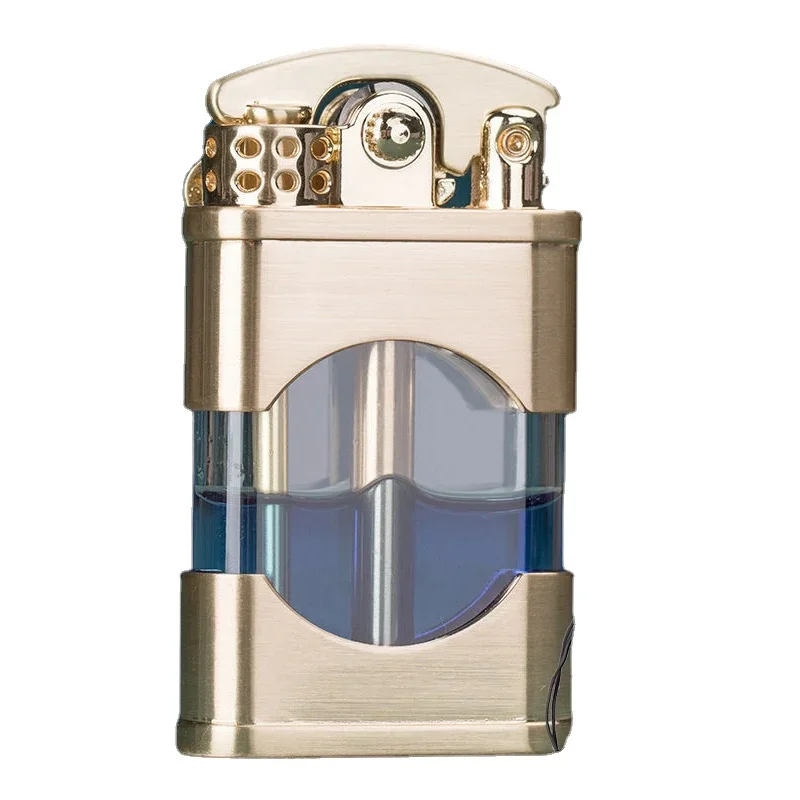 ZORRO New Windproof Metal Kerosene Lighter Transparent Oil Tank Creative Retro Flint Petroleum Lighters Smoking Accessories images - 6