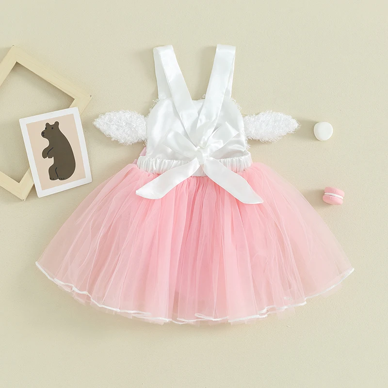 Easter Baby Girls Romper Dress Outfit Summer Sleeveless Bunny Ear Embroidery Tulle Patchwork Bodysuit Tutu Clothes 2