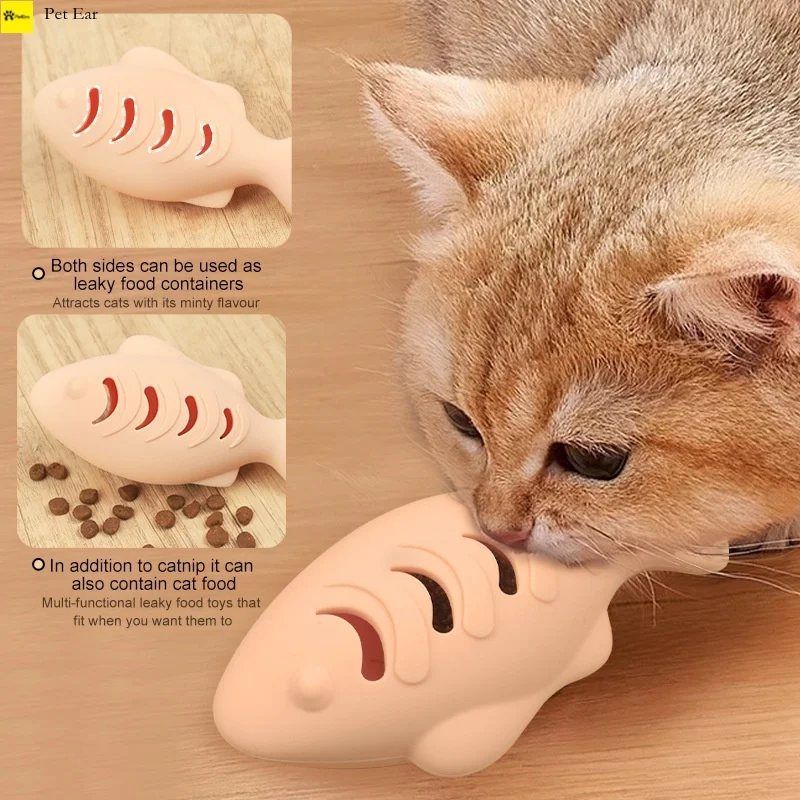 

Cat Bite Silicone Fish Toy Baby Self Hi Playing Stick Joy Supplies Snack Mint