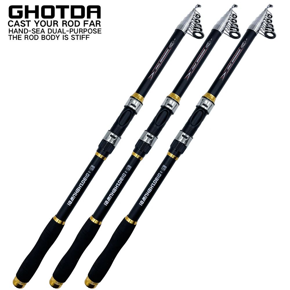 Telescopic Spinning Rod Ghotda Carbon Fiber Nonslip Grip Carbon