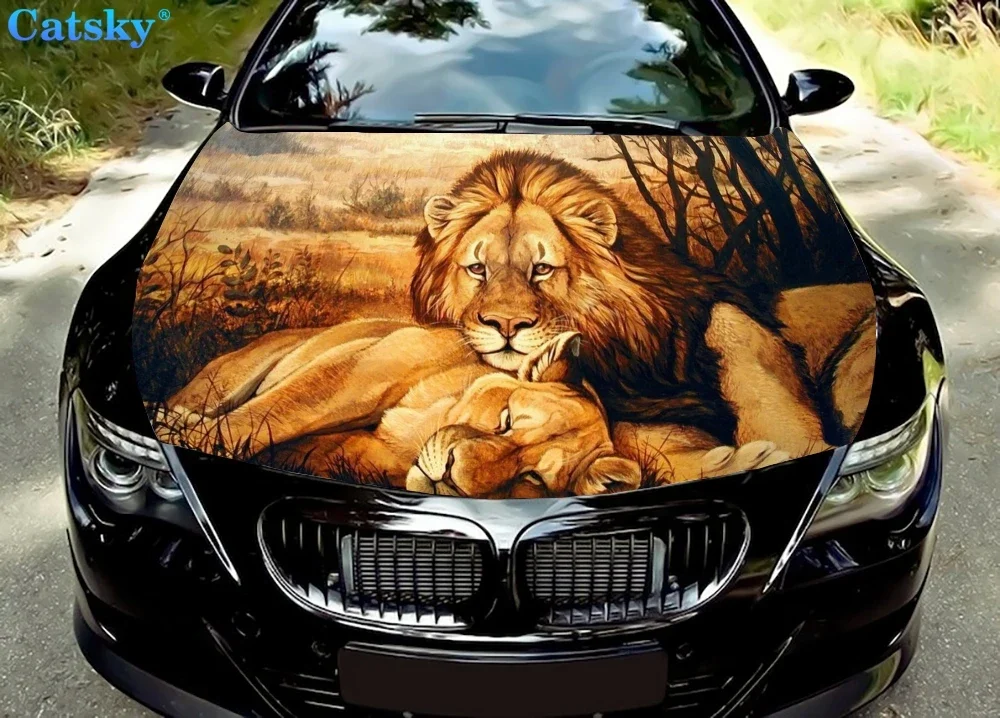 

Printing Animal Car Hood Sticker, Lion Car Hood Decor, Hood Protection Cover, Vinyl Car Sticker, Custom Body Sticker Car Decals