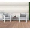 Patio Furniture Metal Armchair,2 PCS All-Weather Aluminum Garden Outdoor Contemporary Sofa Chair(White)with Cushions(Light Grey) 1