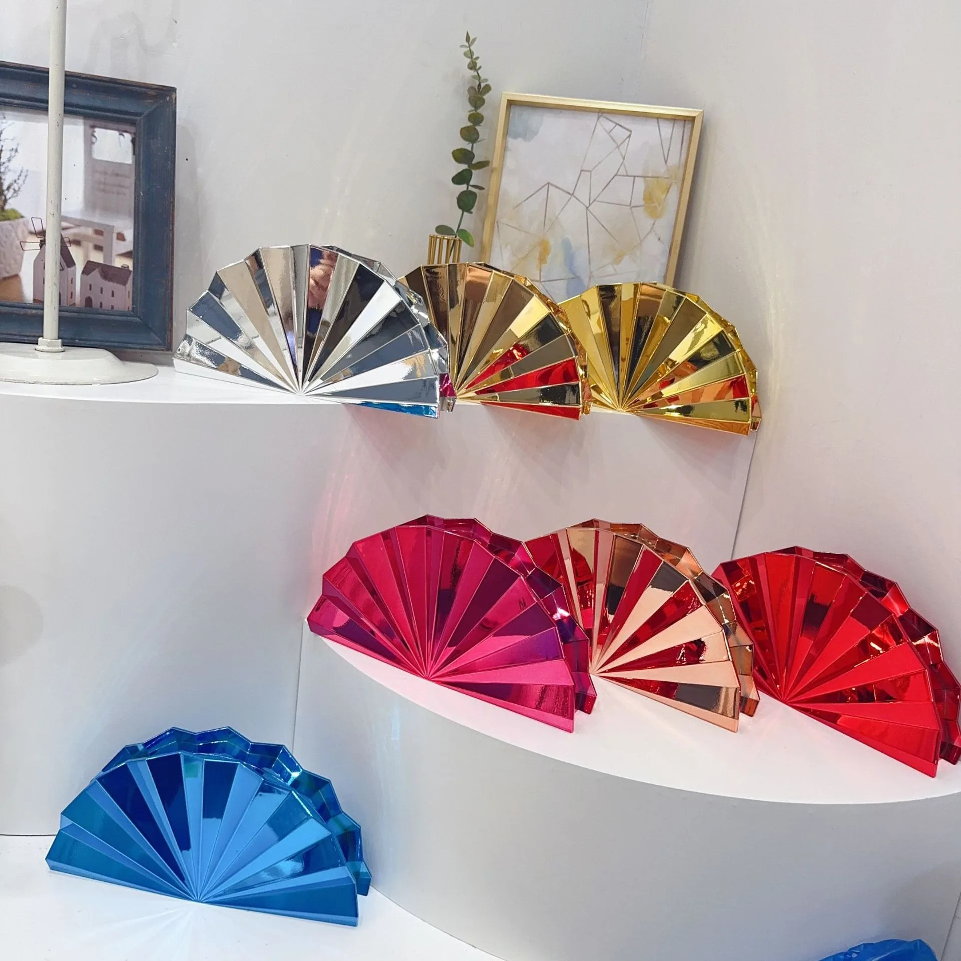 Gold acrylic box bag side angle