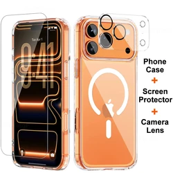 Magnetic Magsafe Phone Case with Screen and Lens Protectors, Wireless Charging Compatible - iPhone 12 Mini (Clear)