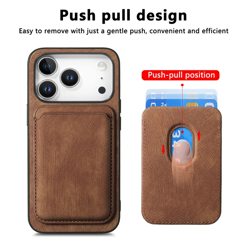 Leather Magnetic Wallet Case with Detachable Card Slot Back Cover