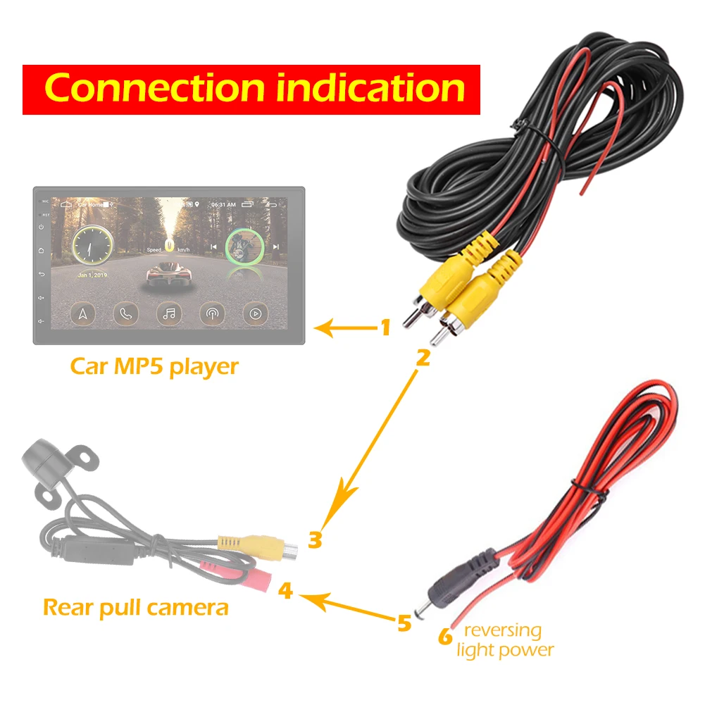 Cavo Video per Telecamera Posteriore in Offerta, Cavo RCA da 6m, Trasmettitore e Ricevitore Video Wireless 2.4GHz per Telecamera di Retromarcia - immagine 4