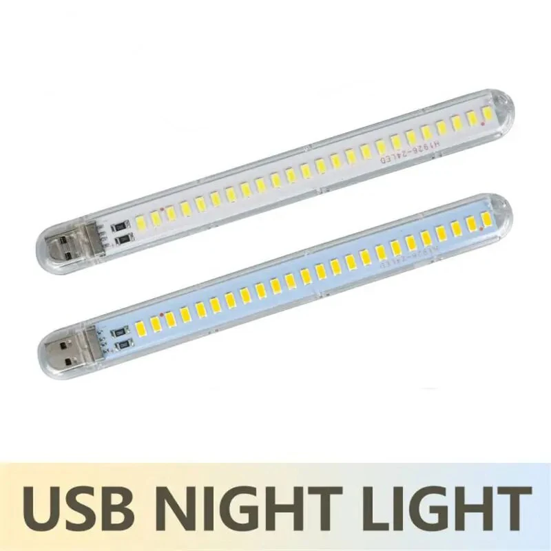

Портативная мини-светодиодная Usb-лампочка, 24 светодиода, лампочка для чтения, ночная лампочка, теплый белый свет, мощность 5 В, 3000K-7000K, для ПК, ноутбука, мобильного телефона