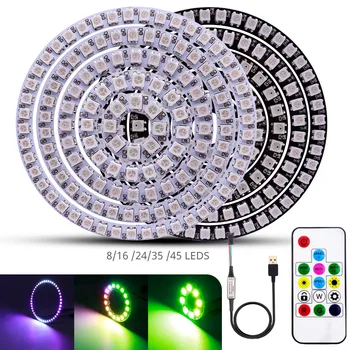 WS2812B DC5V Led 픽셀 링 Individul AddressabIe 링 5050 RGB WS2812 IC Led 모듈 및 14 키 잠금 USB 컨트롤러