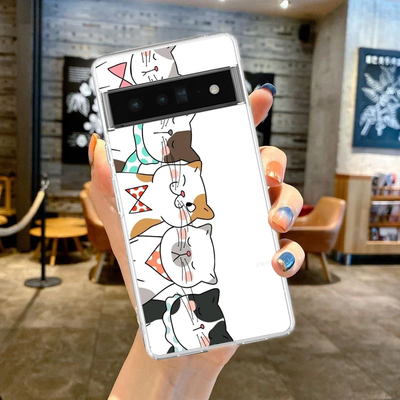Transparent Soft TPU Phone Case with Cute Cartoon Cat Pattern