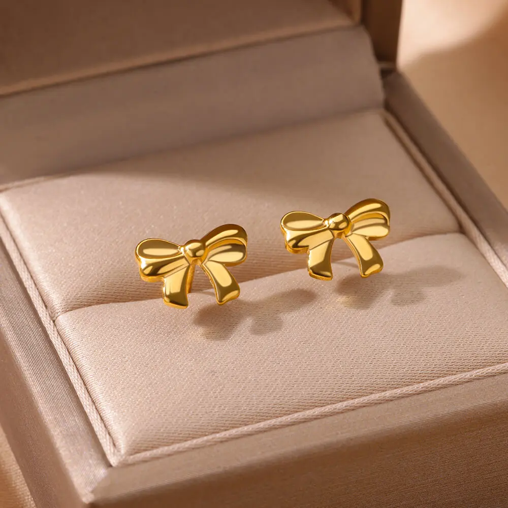 Tiny Butterfly Stud Earrings For Women Stainless Steel