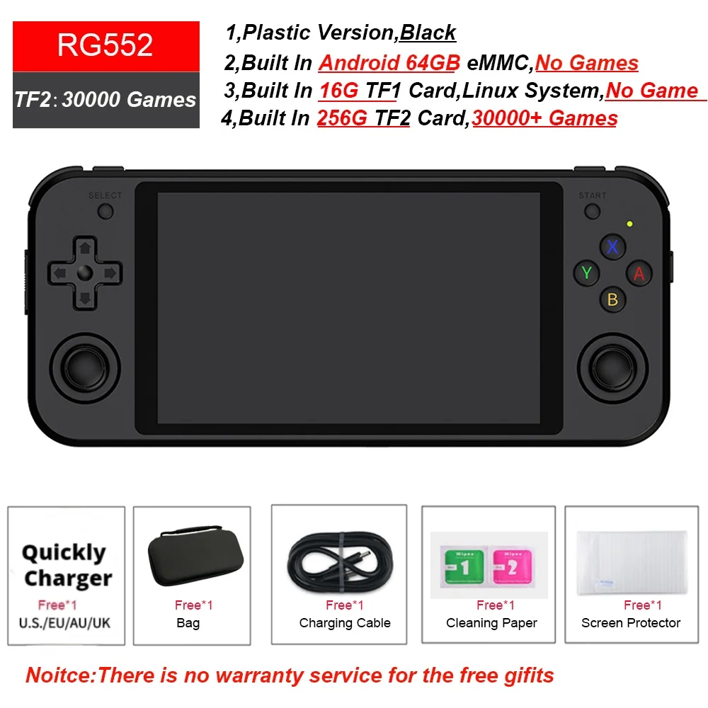 RG552 MAX 30000 Games RG552 Anbernic Retro Video Game Console Dual systems Android Linux Pocket Game Player Free Quickly Charger 