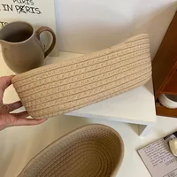Storage Basket Storage Box Desktop Sundries Storage Basket Cosmetics Snack Porch Hand-Woven Cotton Thread Storage Basket Gift 6