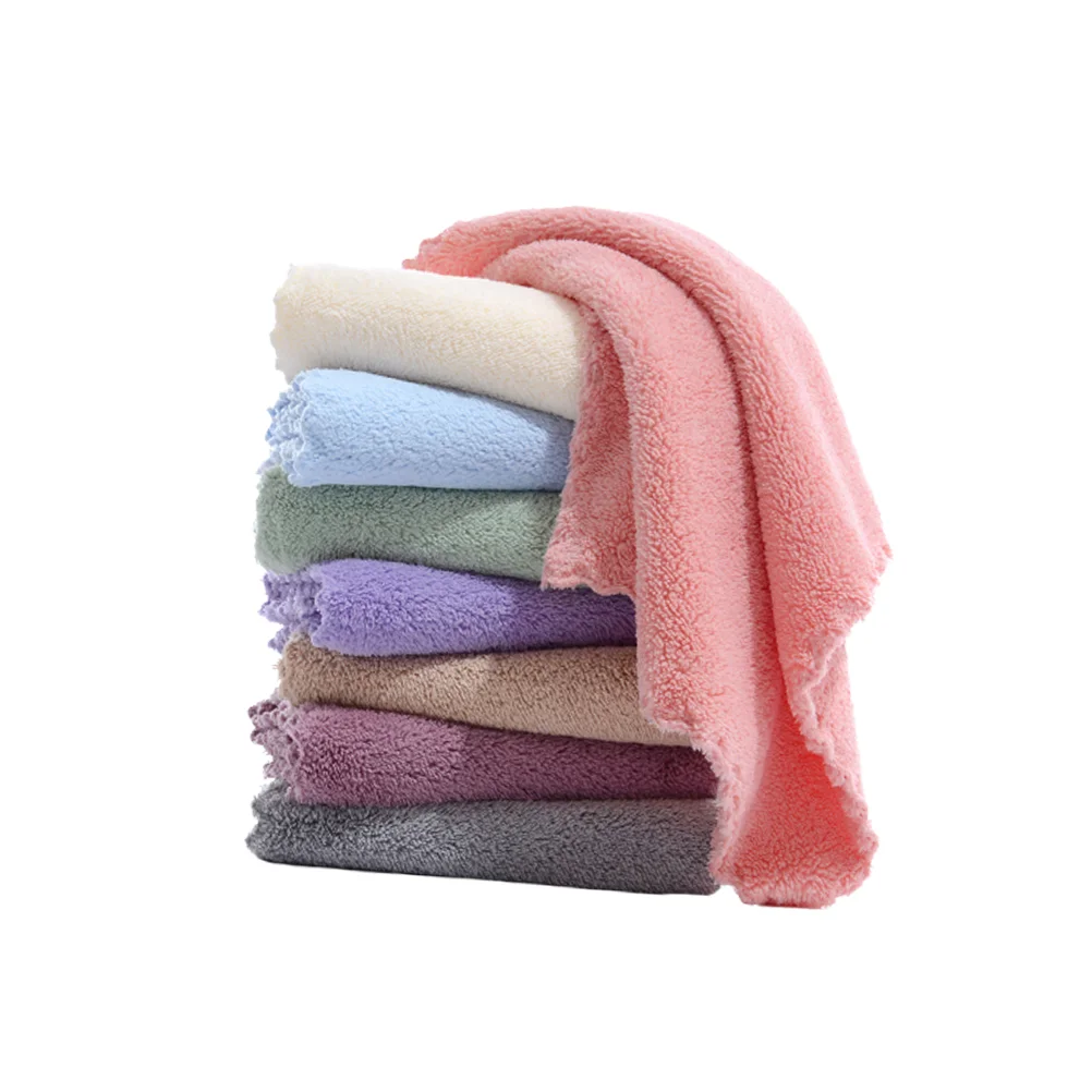 

8 Pcs Travel Washcloth Solid Color Towel Coral Fleece Aldult Absorbent Towels Face Washing Kerchief Dishes Wipe