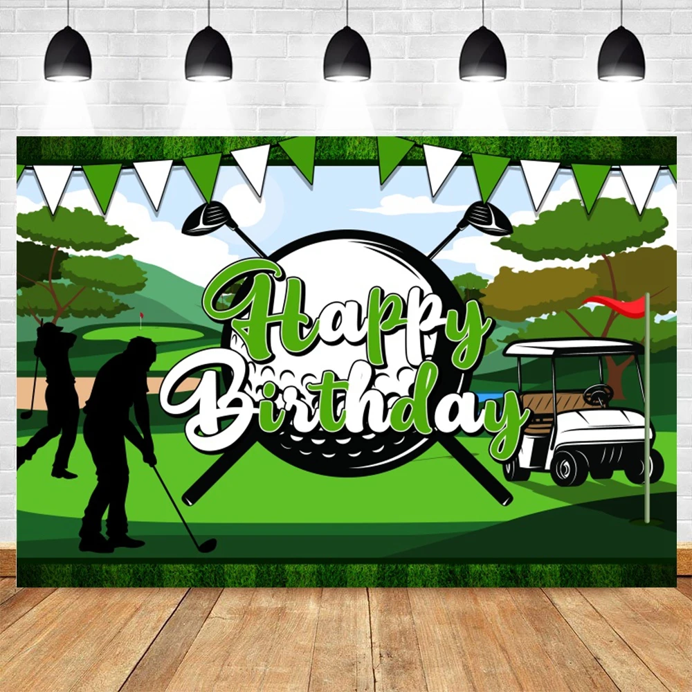 

Golf Birthday Party Photography Backdrop Sports Themed Photo Booth Banner Background Photo For Men Boy Adult Kids Photocall