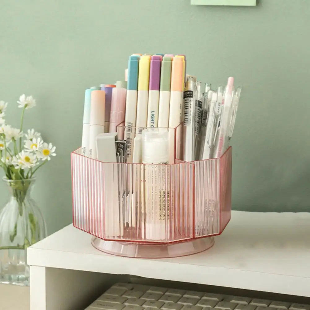 Desktop Pen Holder Durable Plastic Visible Design School Supplies Makeup Brush Holder Pen Storage Container