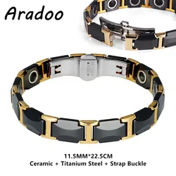 Titanium Steel & Ceramic Magnetic Hematite Sport Bracelet (5)