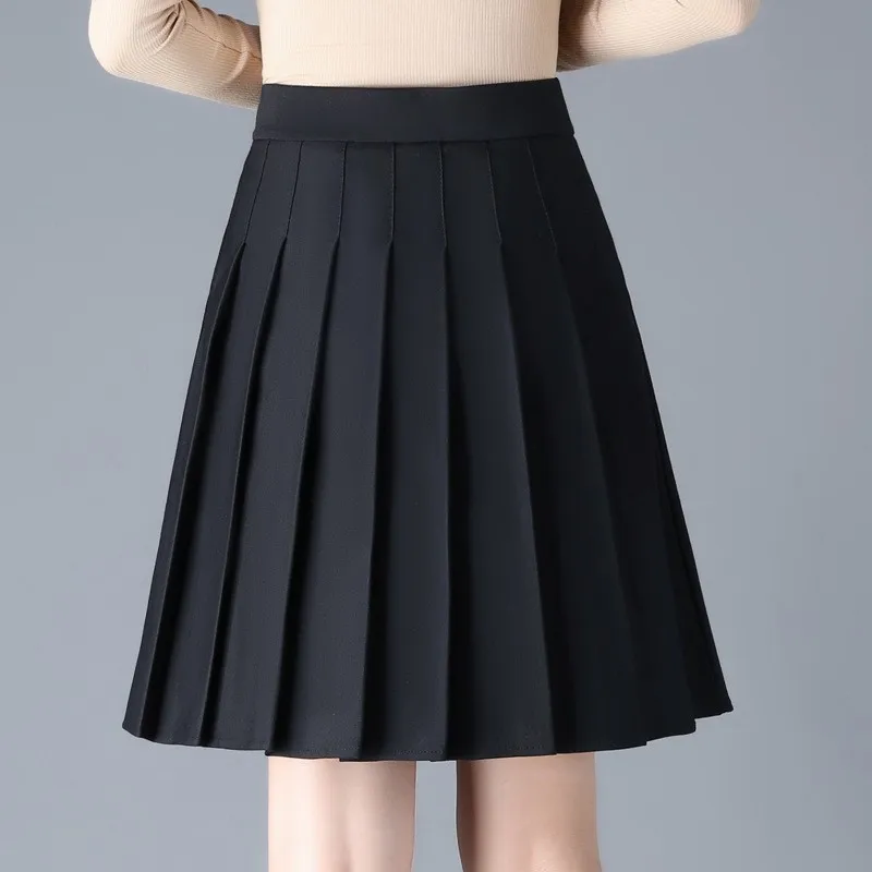 

High quality large size Korean women's office elastic high waisted short skirt, college style pocket pleated women's skirt Autum