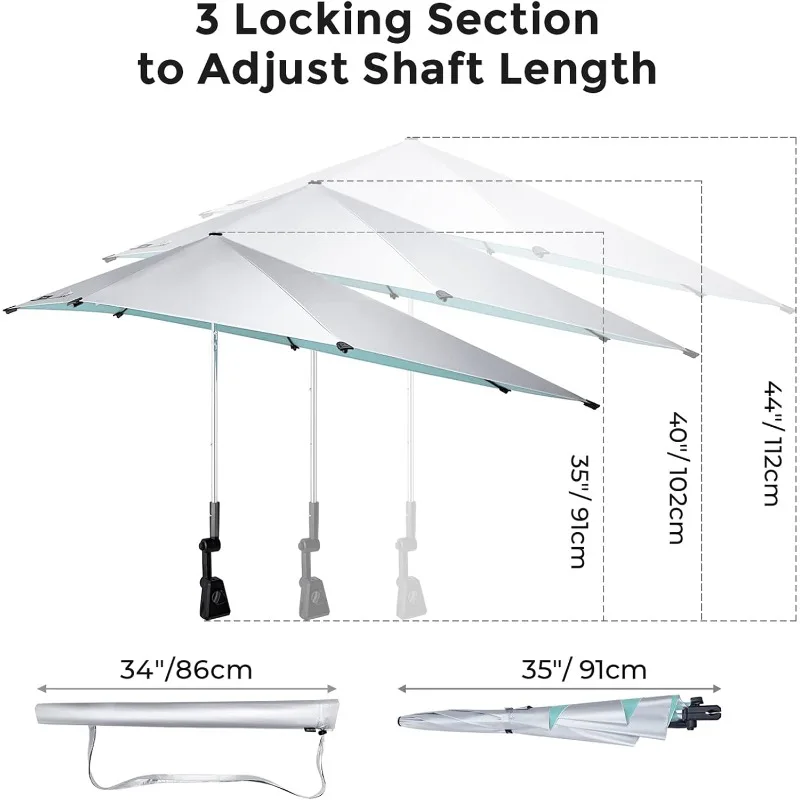 UPF 50+ Height Adjustable Chair Umbrella with Universal Clamp for Beach Chair,Golf Cart,Wheelchair,Stroller,Bleacher,Patioe 2