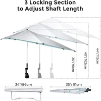 UPF 50+ Height Adjustable Chair Umbrella with Universal Clamp for Beach Chair,Golf Cart,Wheelchair,Stroller,Bleacher,Patioe 2