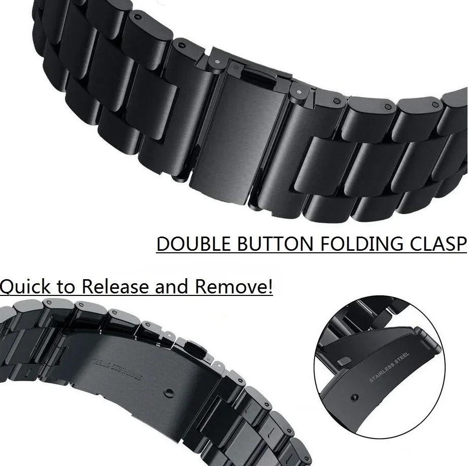 Stainless Steel Metal Watchband Bracelet, 22mm