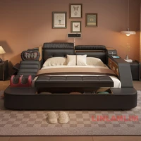 Роскошная многофункциональная кровать Tech Smart с массажным креслом, Bluetooth-динамиками, проектором, USB — современная мягкая кровать King Size — изображение 4