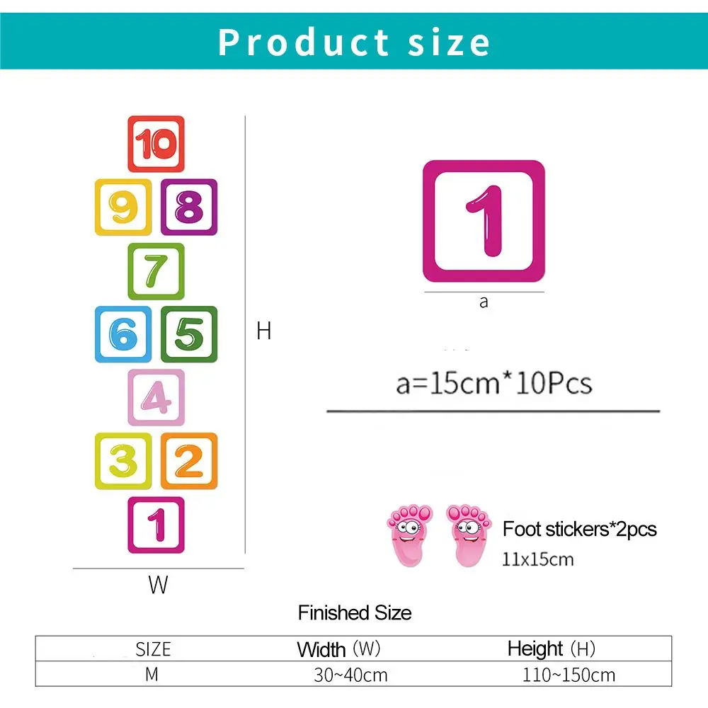 Cartoon Number Grids Hopscotch Game Floor Stickers hopscotch game stickers Parent-child Gift Home Nursery Kindergarten Decoration Waterproof Removable