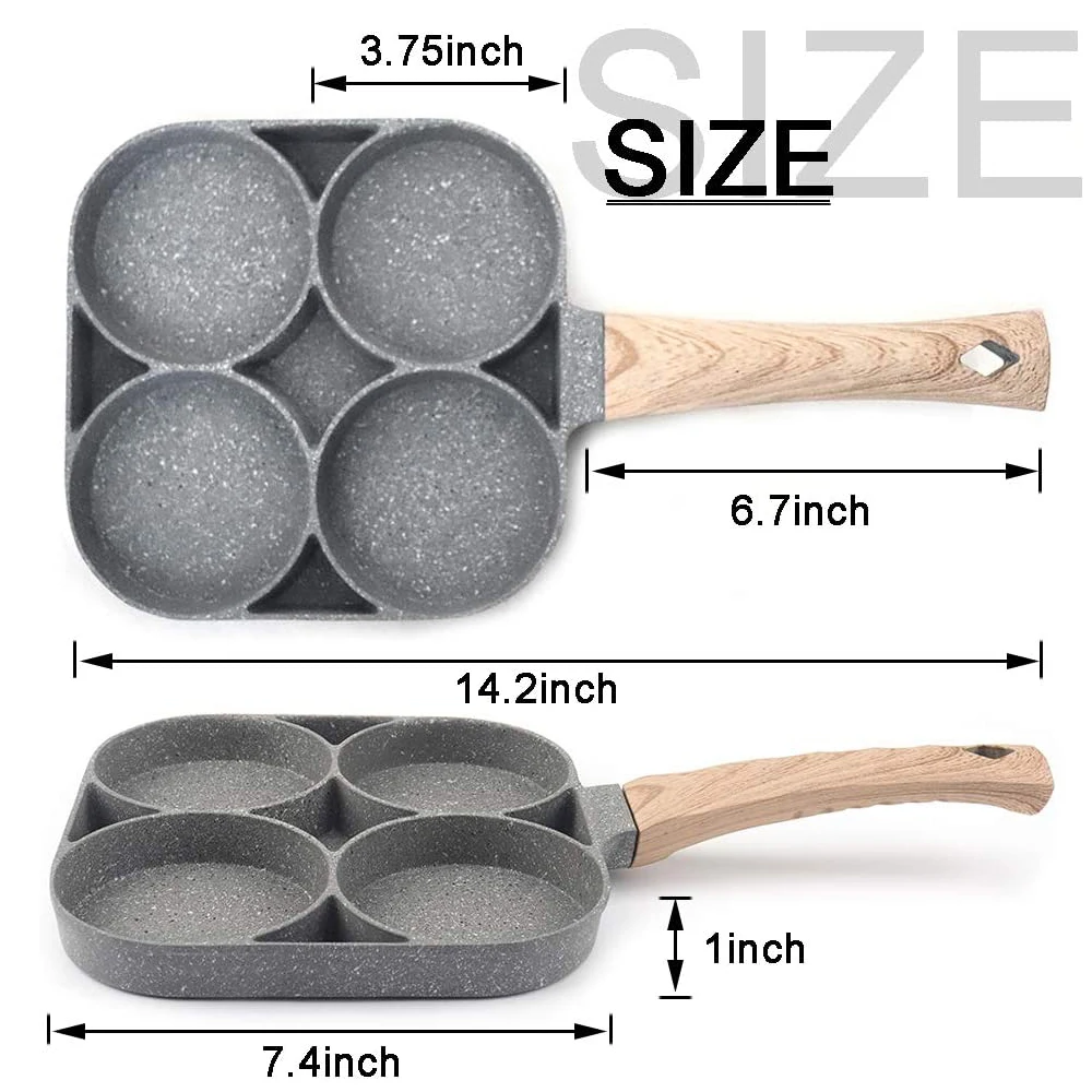 Frying Pan 4-Hole Frying Pot Pan Thickened Omelet Pan Non-stick Egg Pancake Steak Cooking Burger Ham Pans Breakfast Maker