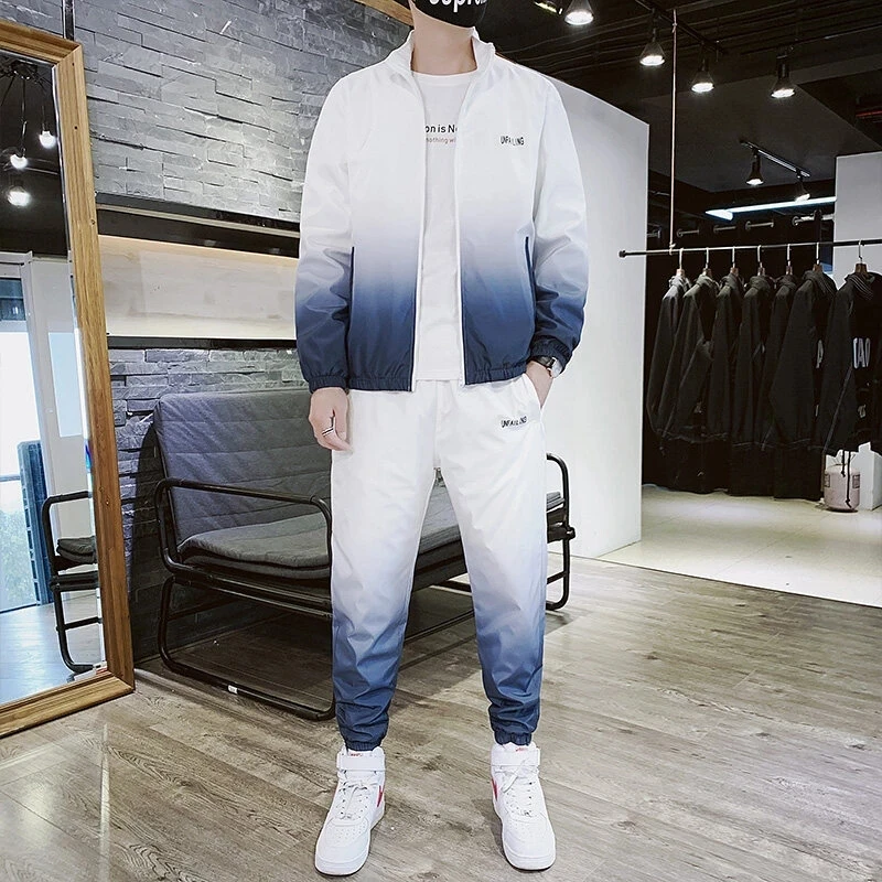 New Spring Men Casual Sets Mens Joggers Hooded Tracksuit Sportswear Jackets+Pants 2 Piece Sets Hip Hop Running Sports Suit 5XL