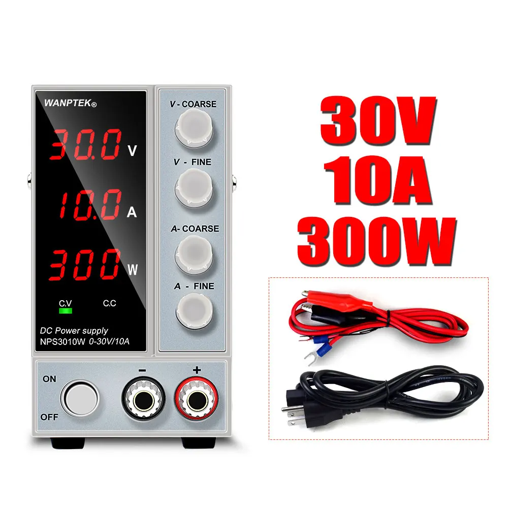Wanptek-fonte de Alimentação dc Ajustável com Display Digital Led Fonte de Alimentação de Laboratório Regulador de Tensão Reparação Telefónica 30v 60v 5a 120v 10a