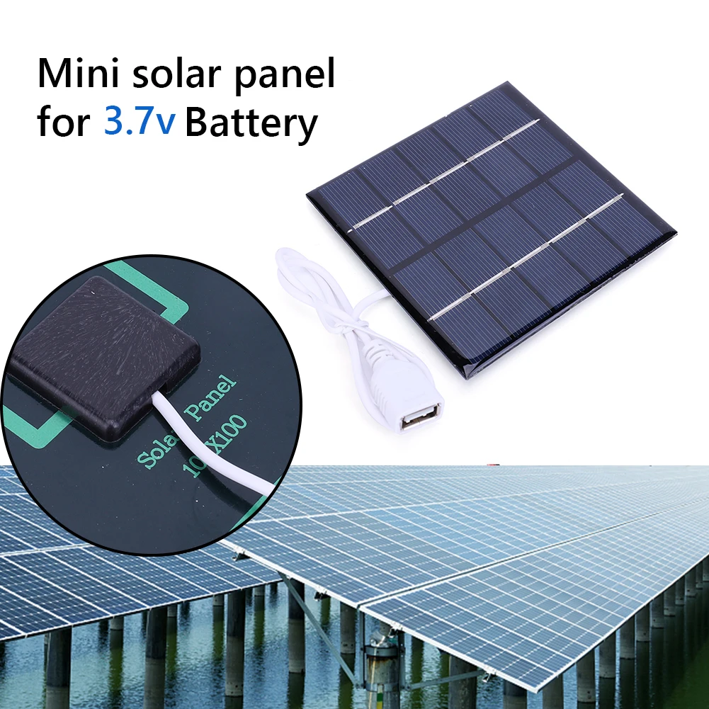 1.2W Portable Solar Battery Charger USB Output Polycrystalline Battery Charger Solar Panel Lightweight for Charger 3.7 Batteries