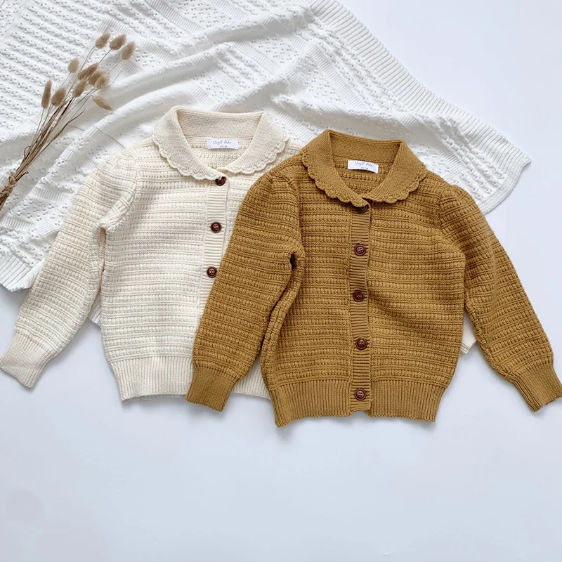 

Sweater Kids Baby Girls Clothes Autumn Vintage Lapel Long Sleeves Knitting Cardigan Sweaters Winter Cotton Kids Boys Coat Tops
