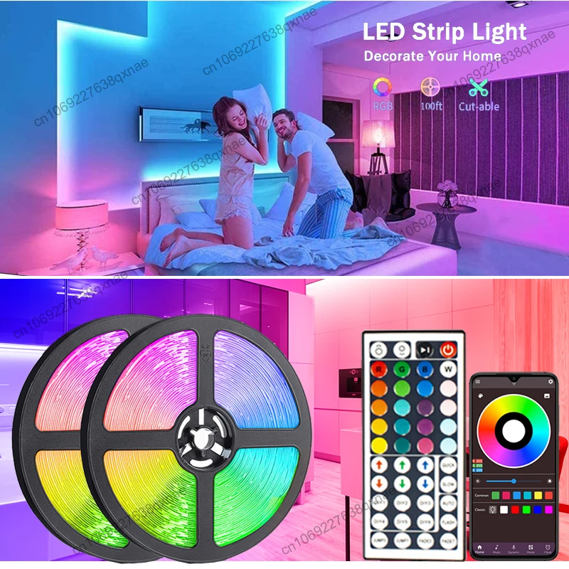 Светодиодная лента SMD5050, цветная RGB LED полоска с управлением через Bluetooth, подсветка телевизора, освещение для комнаты 1-5 м, 10 м, 15 м, 20 м, 30 м