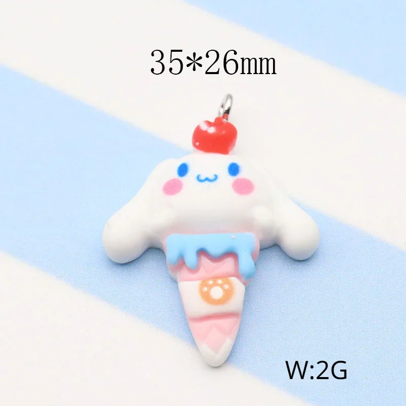 10PCS Animated Character Color Cartoon Kuromis Cinnamorolls Ice Cream Earrings Keychain Pendant DIY Jewelry Accessories Resin Ma