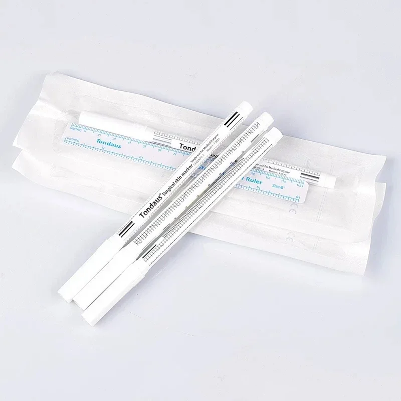 Eyebrow skin marker pen white surgical accessory with measuring ruler and microblading positioning