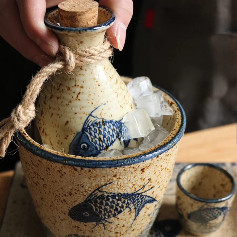 Japanese-style Handmade Ceramic Sake Cup Set Liquor Wine Set Household Small Wine Glass Dispenser Vintage Jug Men Gift