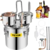 VEVOR 5Gal/19L Stainless Steel Alcohol Distiller with Copper Tube & Build-in Thermometer, Double Thumper Keg Home Brewing Kit 1