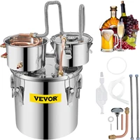 VEVOR 5Gal/19L Stainless Steel Alcohol Distiller with Copper Tube & Build-in Thermometer, Double Thumper Keg Home Brewing Kit 1