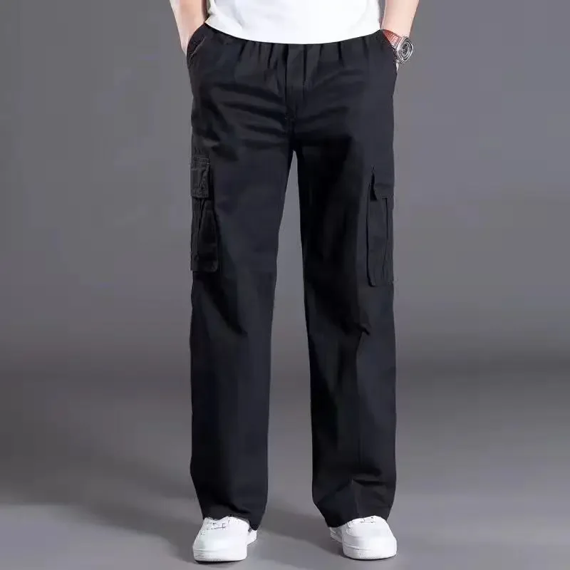 Spring and autumn men loose big size XL straight pants oversize elastic waist casual pants 6XL 5XL 4XL 3XL