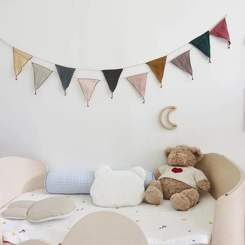Decorazioni Cameretta Bambina Bandierine Per Cameretta Dei Bambini, In Tessuto, 2,6 M, In Mussola Con Bandierine Letto Montessori