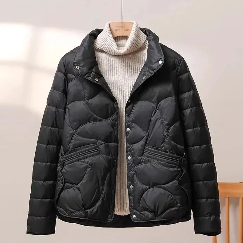 New Women Down Cotton Jacket 2025 Winter Temperament Elegant Female Coat Comfortable Loose Ladies Cotton Padded Outerwear