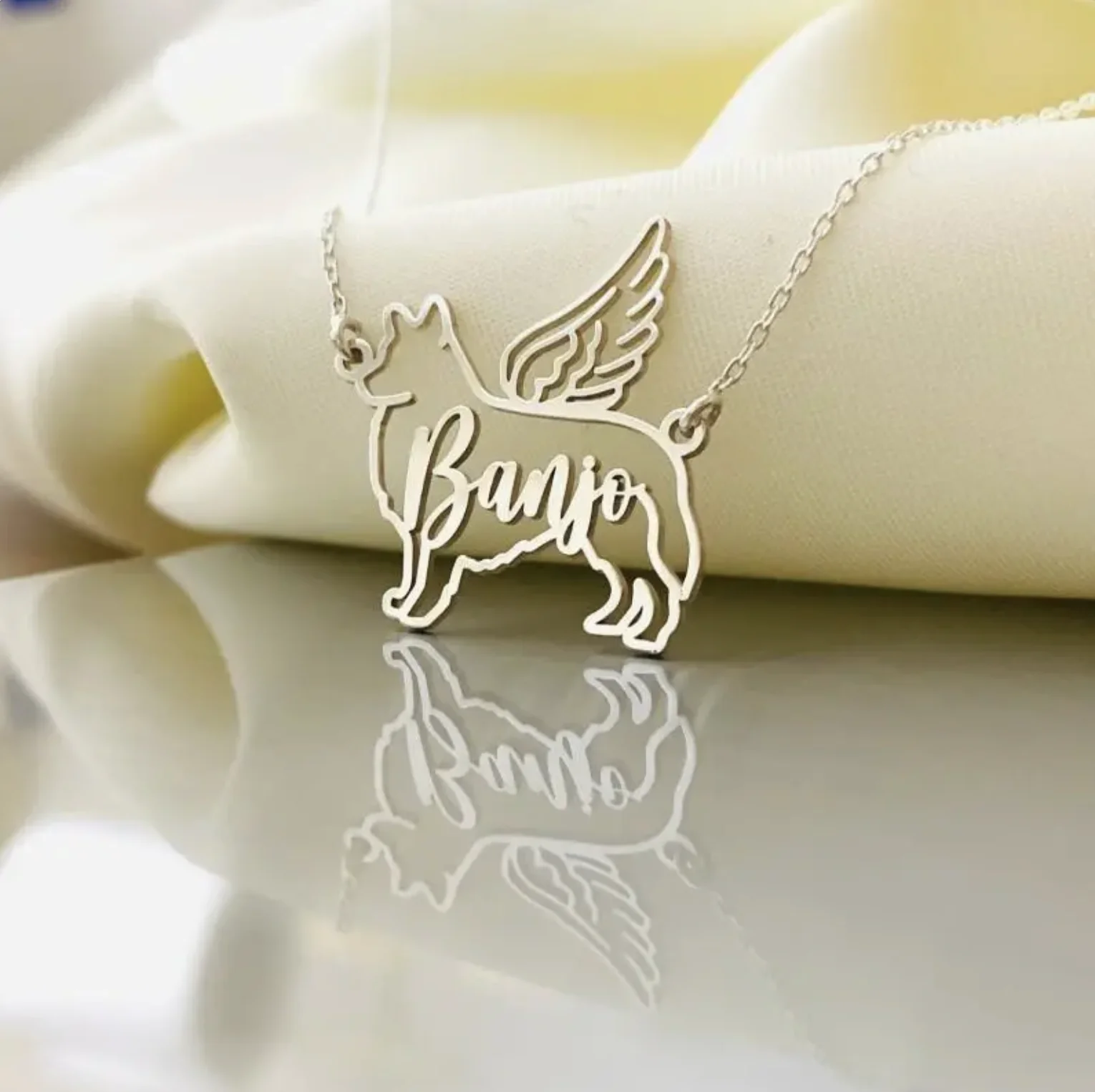 

Personalized Dog Memorial Necklace with Angel Wings - Perfect Dog Mom Gift for Birthday or Valentine's Day